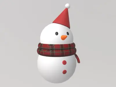 Stylized Low-Poly Snowman Decoration Figure Set Low-poly 3D model
