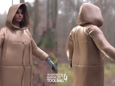 Woman - Winter Outfit 7 - Modular - Rigged Low-poly 3D model