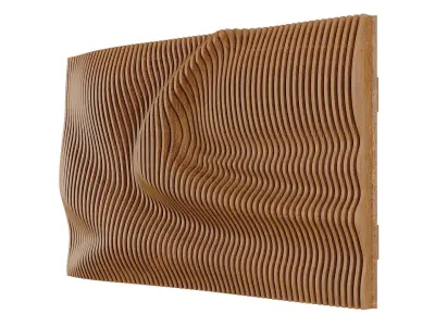 Parametric Wavy Wooden Wall Decor 08 - wood cutting machines 3D model