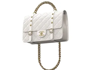 Vintage Flap Bag Aged Calfskin White Low-poly 3D model