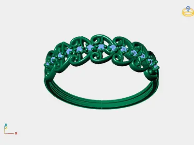 Women Ring Diamond Stone STL 3DM Lightweight Printable 3D print model 53