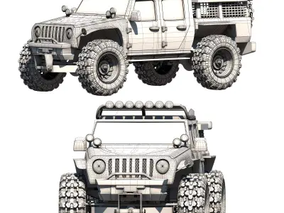 OFF ROAD JEEP WRANGLER RUBICON Low-poly 3D model