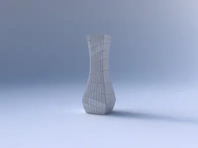 Vase larger opening rectangle with distorted grid plates 3D print model
