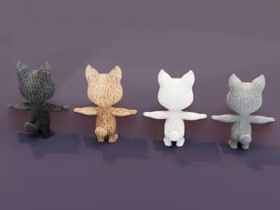 Cartoon Wolf Rigged 3D Models Low-poly 3D model