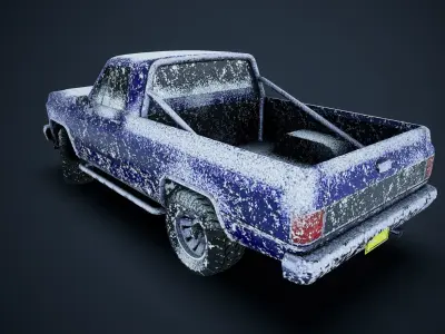 Snowy car Low-poly 3D model