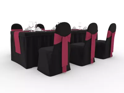 Banquet Table and Chair 144 3D model
