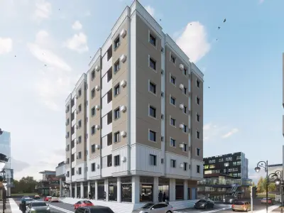 Modern Building - Retail and Apartments REVIT PROJECT 3D model