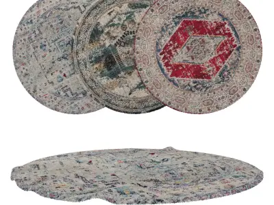 Round Rug Set 202 3D model