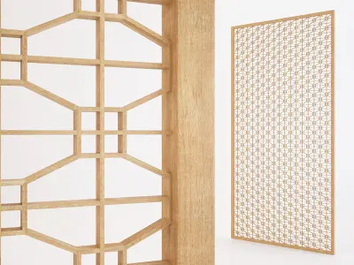 KUMIKO Collection B lattice pattern wall slats 3D model