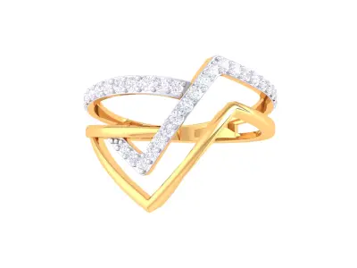 Modern Shield Diamond Ring 3D print model