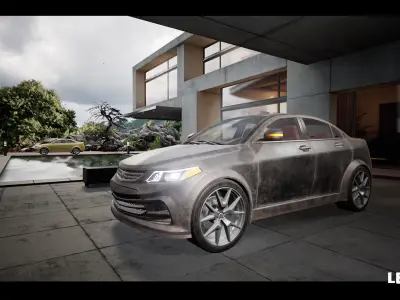 Sedan Car Driveable Animated Realistic Low-poly 3D model