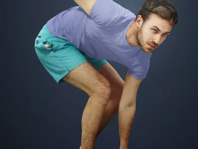 3d people crowds and a foreground skateboard Flow sport man  3D Model Pack