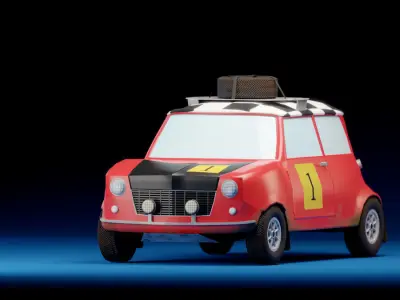 Low-poly game-ready classic rally car Low-poly 3D model