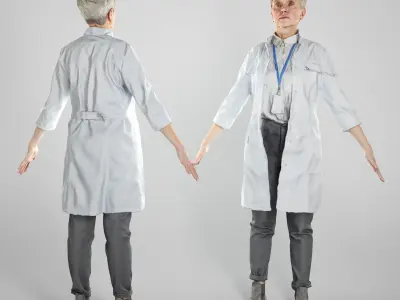 Adult woman in a medical gown ready for animation 192 Low-poly 3D model