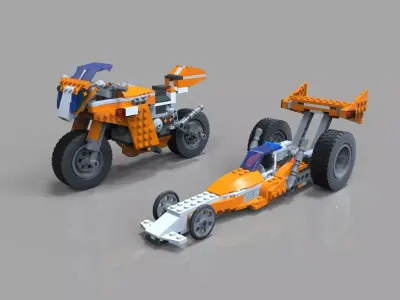 Lego Moto Bike pack Low-poly 3D model