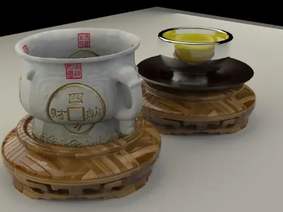 Chinese display stand with cup  3D model
