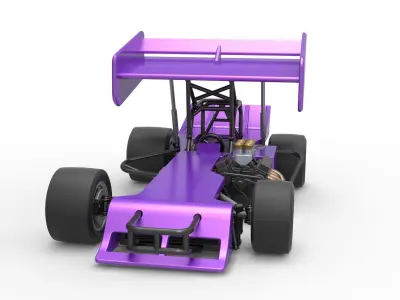 Supermodified front engine Winged race car Scale 1 to 25 3D print model