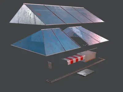Modular roof Collection0001-A Low-poly 3D model