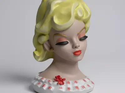 Vintage woman bust decoration 3D print model buy