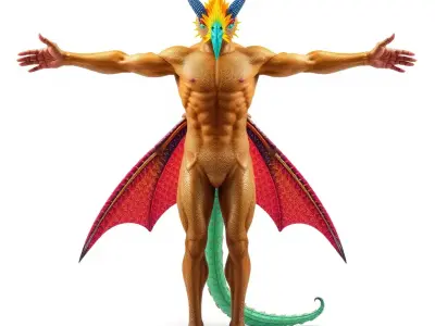 Fantasy Dragon Humanoid Character Model Pack Low-poly 3D model
