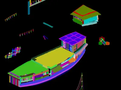 Game Transportation - Large wooden boat 2704 3D model