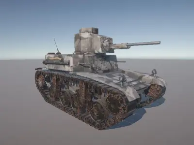 Tank M2A4 Low-poly 3D model