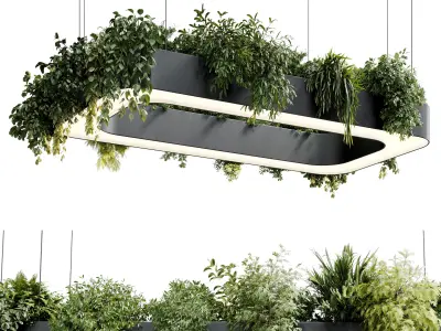 Rectangle pot light pendant - plant light hanging 26 3D model