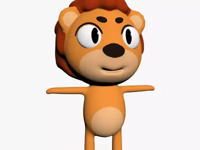 Cartoon Lion Character Low-poly 3D model