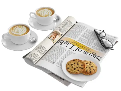 Coffee and magazine  3D model