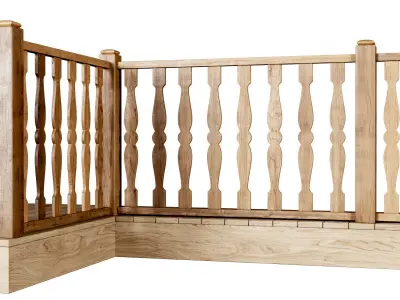 Wooden stair fencing D01  3D model