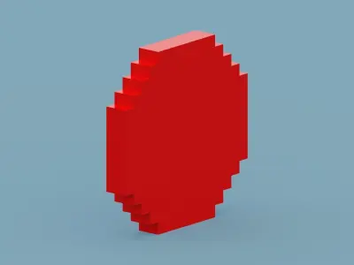 Voxel Red Clock  Low-poly 3D model
