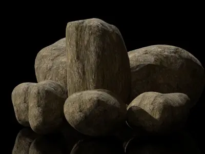 Stones Collection - 20 stones with 3 materials Free low-poly 3D model
