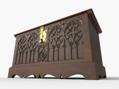 Gothic chest Low-poly 3D model