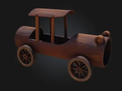 Wooden Toy Car Model  Classic Charm in Miniature 3D model