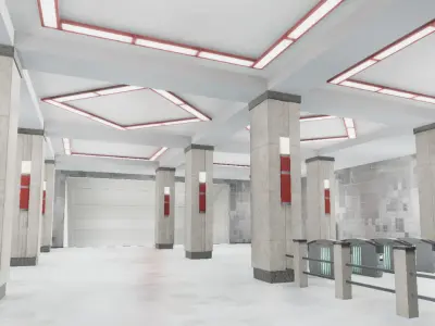 Subway Station 01 Low-poly 3D model