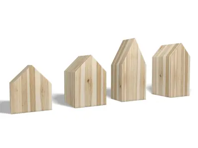 Miniature Wooden Houses - Decoration Low-poly 3D model