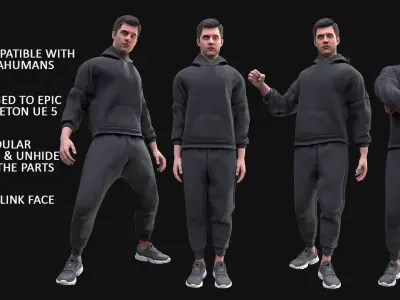 Man - Sport Outfit 3 - Modular - Rigged Low-poly 3D model