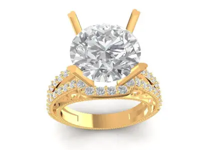 Classic Solitaire Engagement Diamond Ring for Women  1814 3D print model
