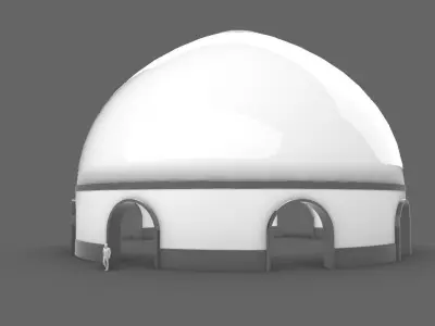 Dome Pavilion with Solid Dome with Top Opening v3 3D model