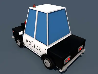 Cartoon Police Car Low-poly 3D model