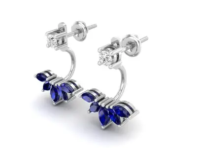 AV 463 Diamond Ladies Stud Earrings Jackets Set 3D print model