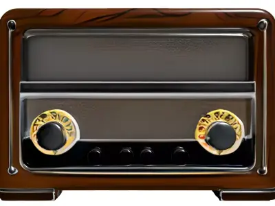 Vintage Wooden Radio Receiver Model Low-poly 3D model