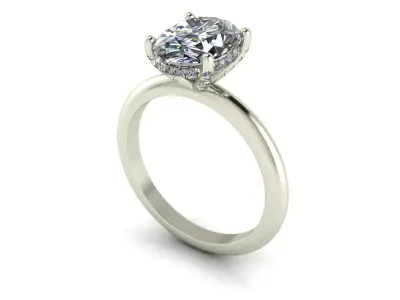 Solitaire Oval Diamond Ring 3D print model