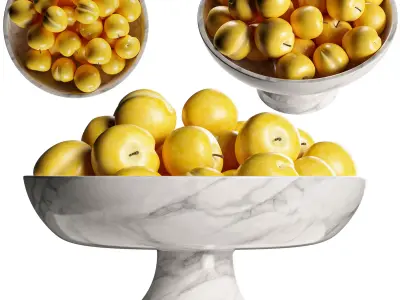 French Marble Bowl with Yellow Plums 3D model
