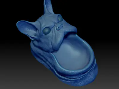 STL 3D print file dog bowl French bulldog High-polygon  3D print model