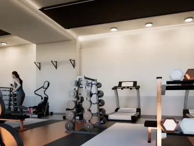 Modern Gym Interior 3D Model Detailed Model Low-poly 3D model