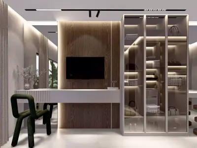 Studio containing bedroom and a small kitchen sketchup file 3D model