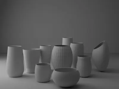Set of 10 vases 3D model