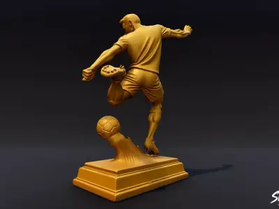 Golden Soccer Statue Low-poly 3D model