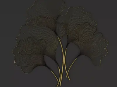 Gold Gingko wall decoration 3D model